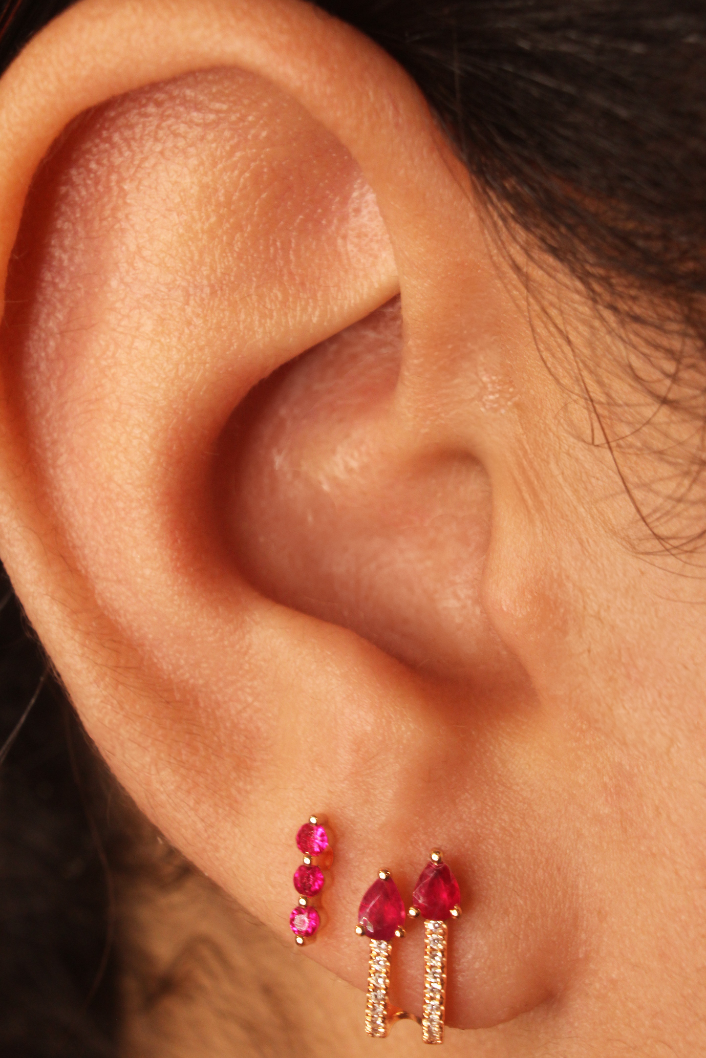 Crimson Trio Earrings