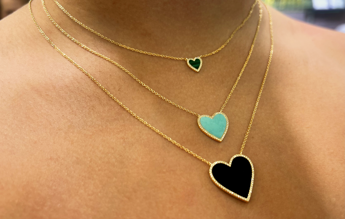 Stone and Sky Heart Necklace